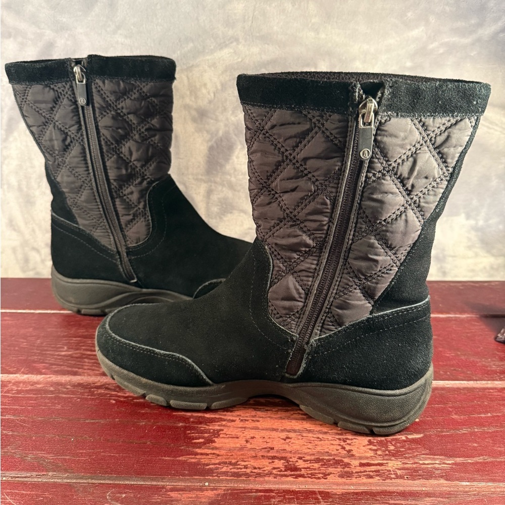 Lands End Womens All Weather Suede and Quilted Black Boots Size 9.5 - Picture 3 of 12